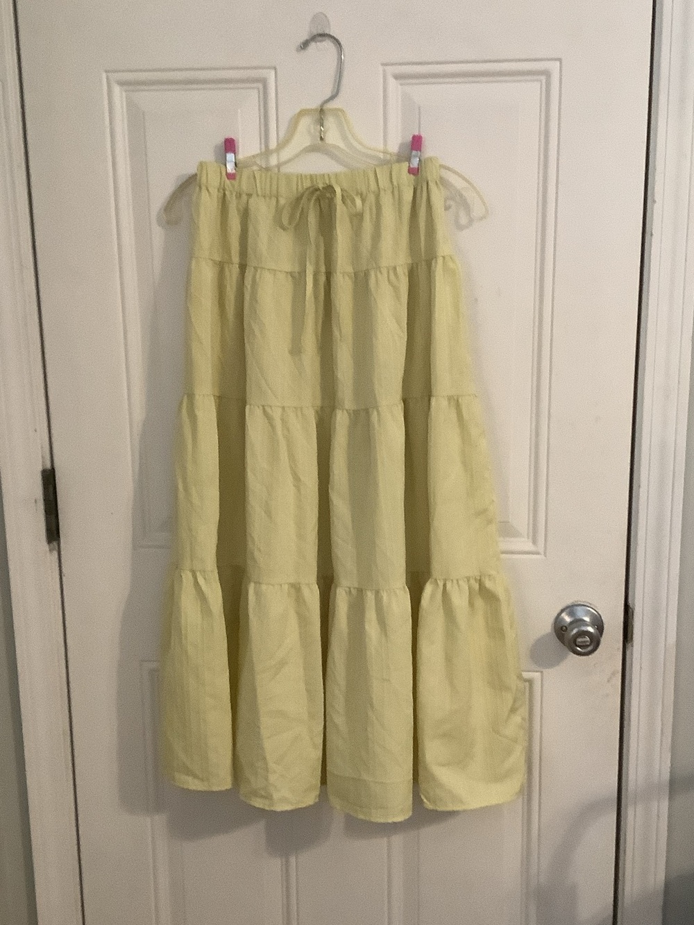 Tiered Yellow Maxi Skirt with Drawstring Waist